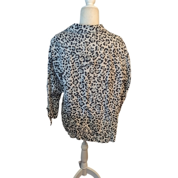 Designer plus size 100% linen leopard print button front flowy tunic top sz 1x - Picture 4 of 12